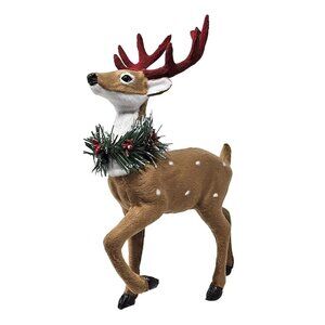 Standing Deer with Faux Greenery Christmas Animal Holiday Party Decoration